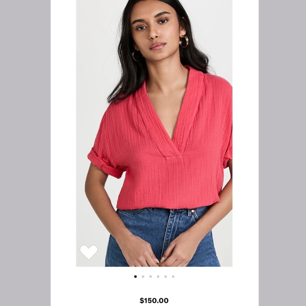 Xirena red, coral cotton gauze blouse